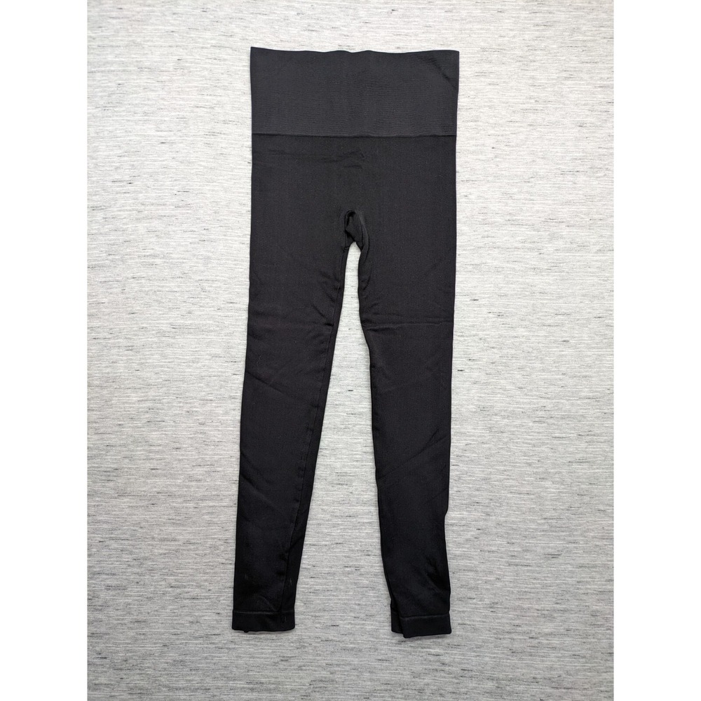 Spanx Black High Rise‎ Seamless Leggings Women's Size Medium Zip Leg